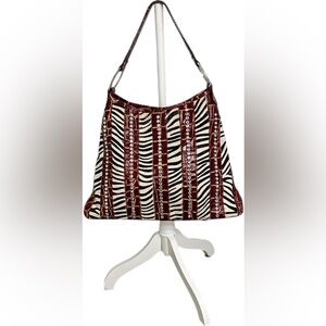 Raviani ✨ Western Glam Zebra & Croc Rhinestone Shoulder Bag.